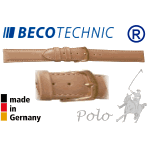 Leather watch strap Beco Technic POLO beige 8mm gold