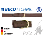 Leather watch strap Beco Technic POLO light brown 8mm gold