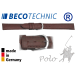 Leather watch strap Beco Technic POLO light brown 10mm steel