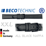 Leather watch strap 12mm NAPPA ALL BLACK XXL
